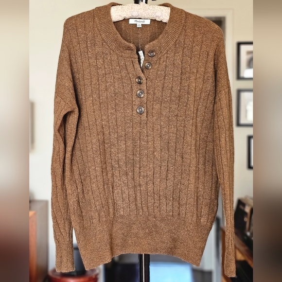 Madewell Sweaters - Madewell Women's Bowden Henley Sweater Coziest Yarn Heather Mulch